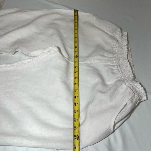 Johnny Was White Linen Pants Paper Bag Waist Wide Leg Size XL - Picture 7 of 8